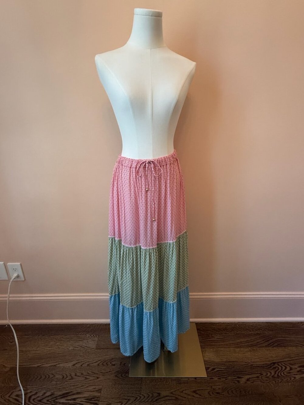 Delfina Colorblock Tiered Maxi Skirt – Size Medium